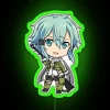 Neon sign featuring Sinon Gun Gale Online elements in vibrant green.