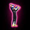 Sir Lewis Hamilton British Grand Prix victory celebration 2024 Silverstone Circuit neon pink RGB sign
