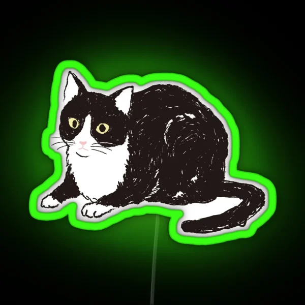 Sitting Tuxedo Cat RGB Neon Sign