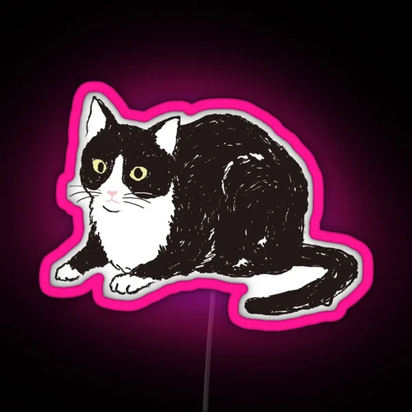 Sitting Tuxedo Cat RGB Neon Sign