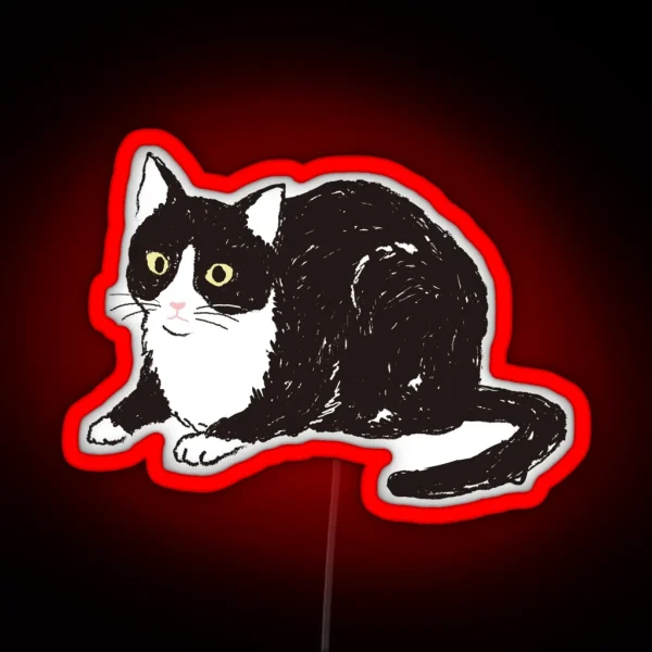 Sitting Tuxedo Cat RGB Neon Sign