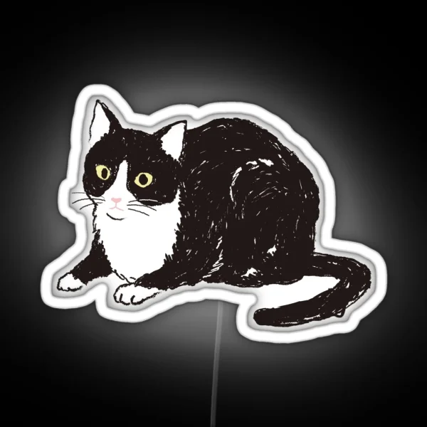 Sitting Tuxedo Cat RGB Neon Sign