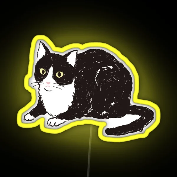 Sitting Tuxedo Cat RGB Neon Sign