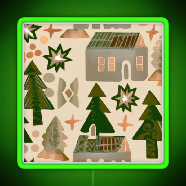 Skandi Style Christmas Pattern RGB Neon Sign