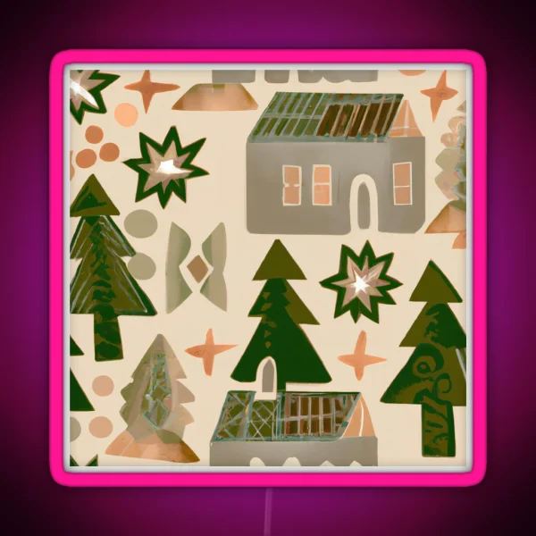 Skandi Style Christmas Pattern RGB Neon Sign