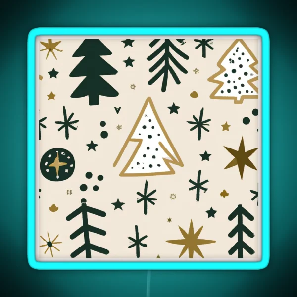 Skandi Style Christmas Trees Pattern RGB Neon Sign