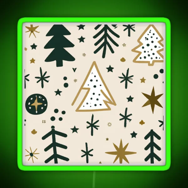 Skandi Style Christmas Trees Pattern RGB Neon Sign