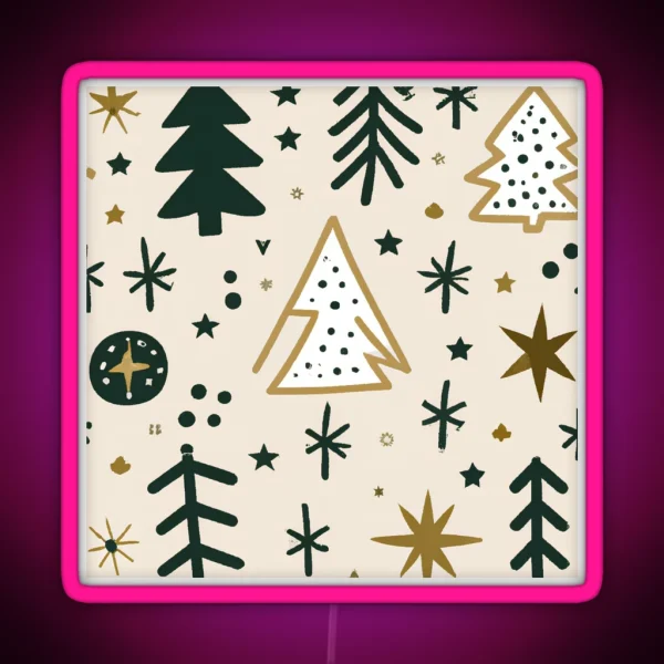 Skandi Style Christmas Trees Pattern RGB Neon Sign