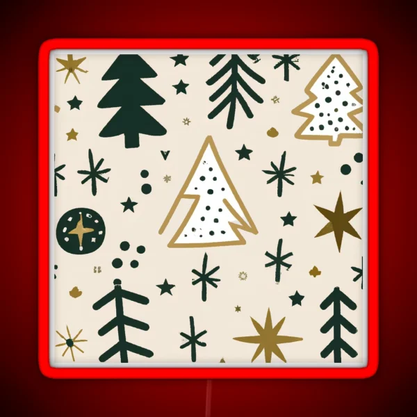 Skandi Style Christmas Trees Pattern RGB Neon Sign