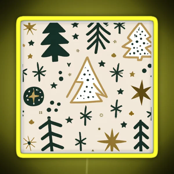 Skandi Style Christmas Trees Pattern RGB Neon Sign