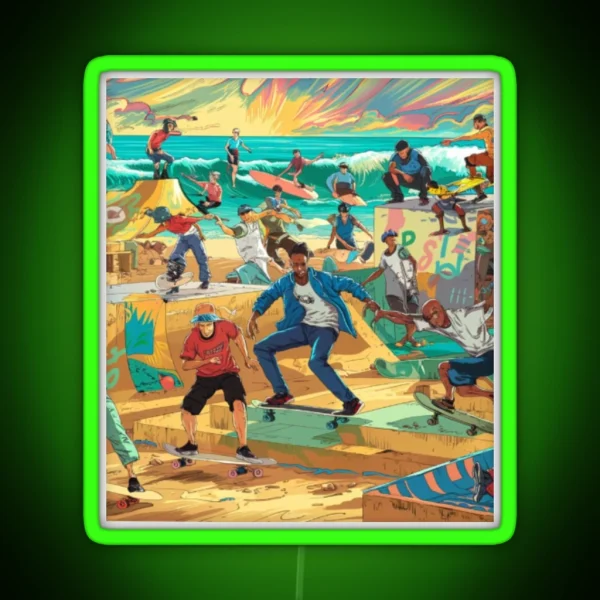 Skate And Surf Culture RGB Neon Sign