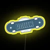 Skateboarding collection featuring an RGB neon sign in vibrant yellow.