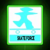 RGB neon skateboarding sign with vibrant green illumination