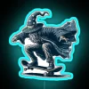 A skate wizard with a glowing blue neon sign - Image.