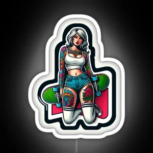 Skateboard Pinup RGB Neon Sign