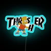 RGB Neon Skateboard Sign, Vibrant Blue Color Scheme