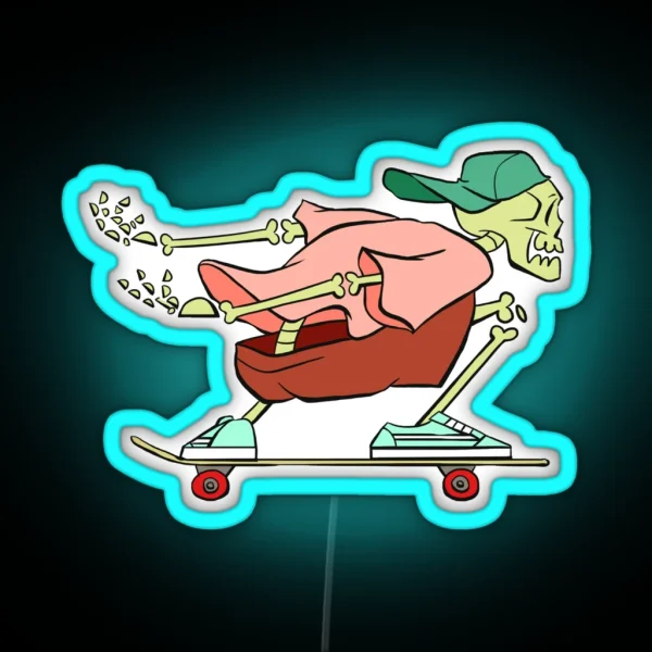 Skateboarding Skeleton RGB Neon Sign