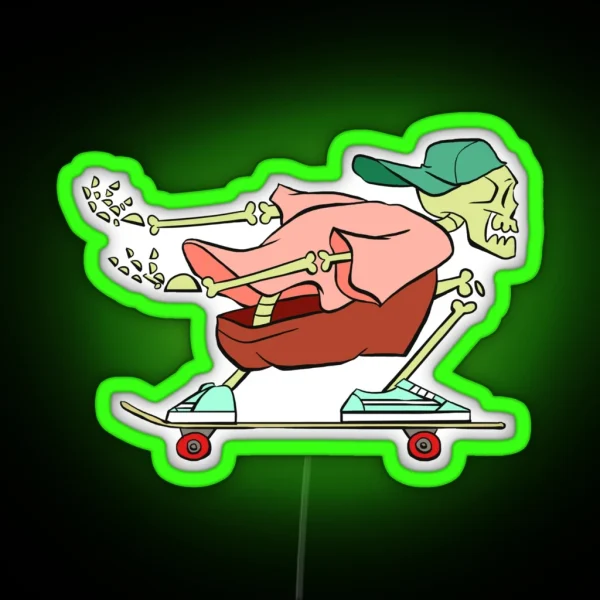Skateboarding Skeleton RGB Neon Sign