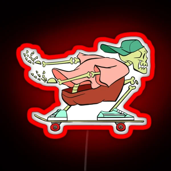 Skateboarding Skeleton RGB Neon Sign