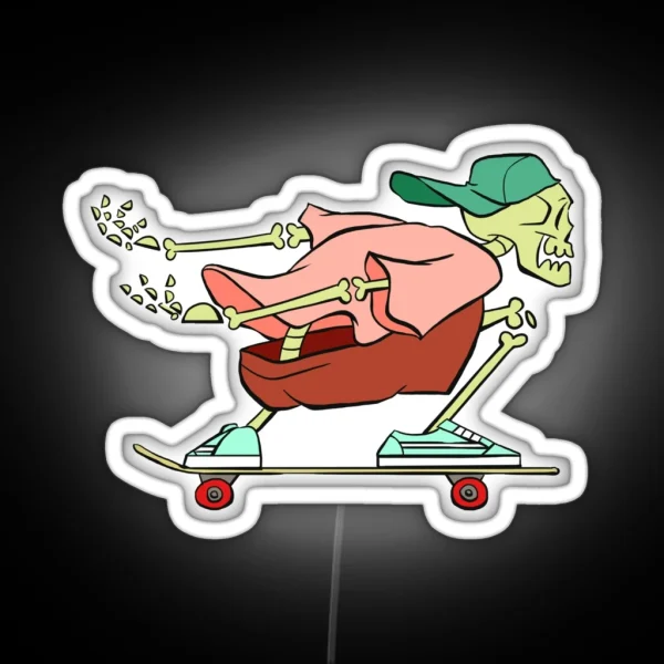 Skateboarding Skeleton RGB Neon Sign