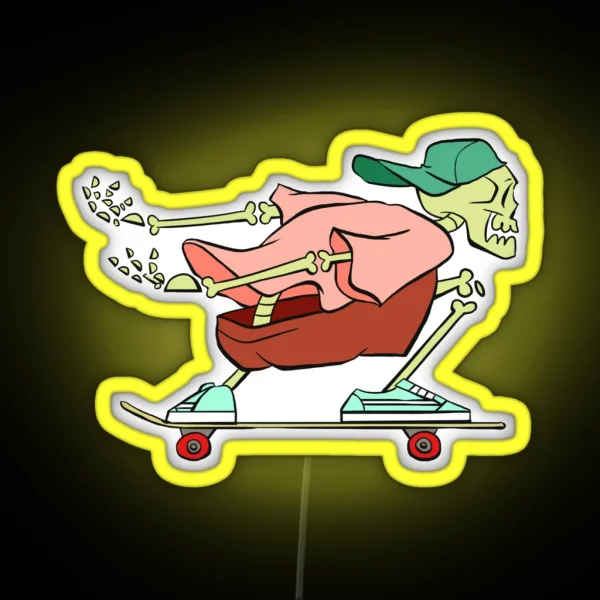 Skateboarding Skeleton RGB Neon Sign