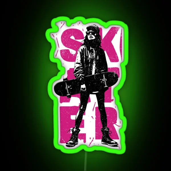 Skater Girls Skateboarding Girl Skate Life RGB Neon Sign