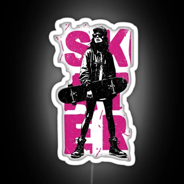 Skater Girls Skateboarding Girl Skate Life RGB Neon Sign