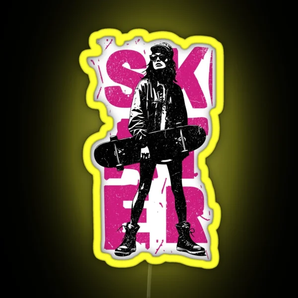 Skater Girls Skateboarding Girl Skate Life RGB Neon Sign