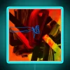 Blue Neon Sign with Distressed Skein Pattern Design