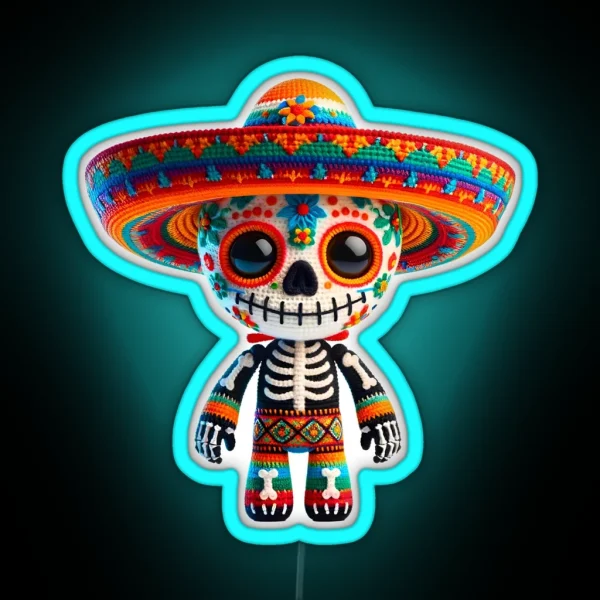Skeleton Amigurumi Cinco De Mayo Mexican Celebration RGB Neon Sign
