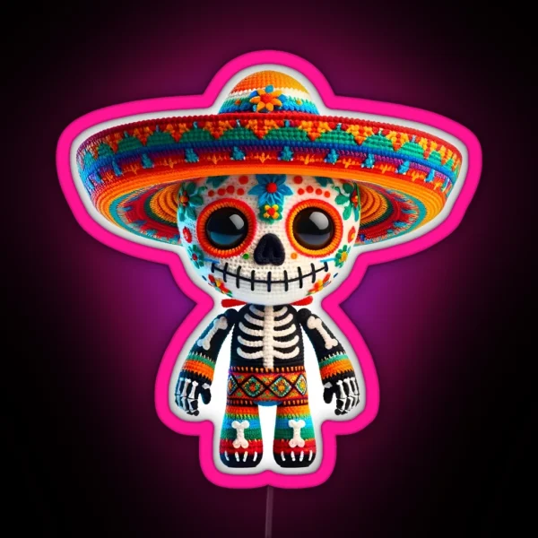 Skeleton Amigurumi Cinco De Mayo Mexican Celebration RGB Neon Sign