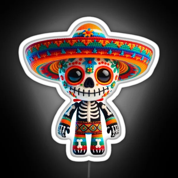 Skeleton Amigurumi Cinco De Mayo Mexican Celebration RGB Neon Sign