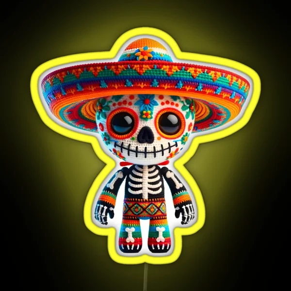 Skeleton Amigurumi Cinco De Mayo Mexican Celebration RGB Neon Sign