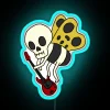 RGB Neon Sign Featuring a Skeleton Bug Playing a Bass Guitar in Blue