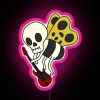 RGB Neon Sign of a Skeleton Bug Playing Bass Guitar
