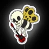 RGB Neon Sign of a Skeleton Playing Bass Guitar in White