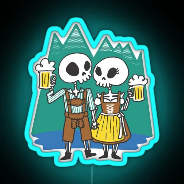 Skeleton Couple In Traditional Costume RGB Neon Sign