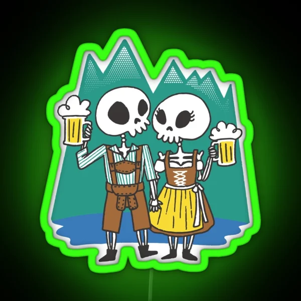Skeleton Couple In Traditional Costume RGB Neon Sign