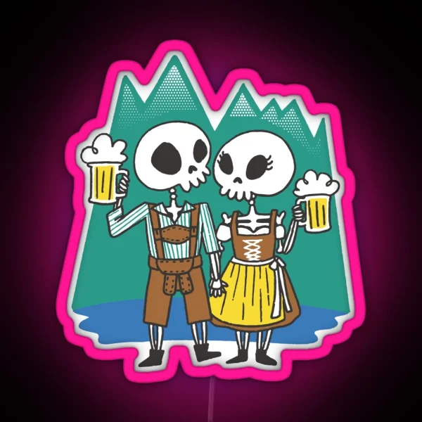 Skeleton Couple In Traditional Costume RGB Neon Sign