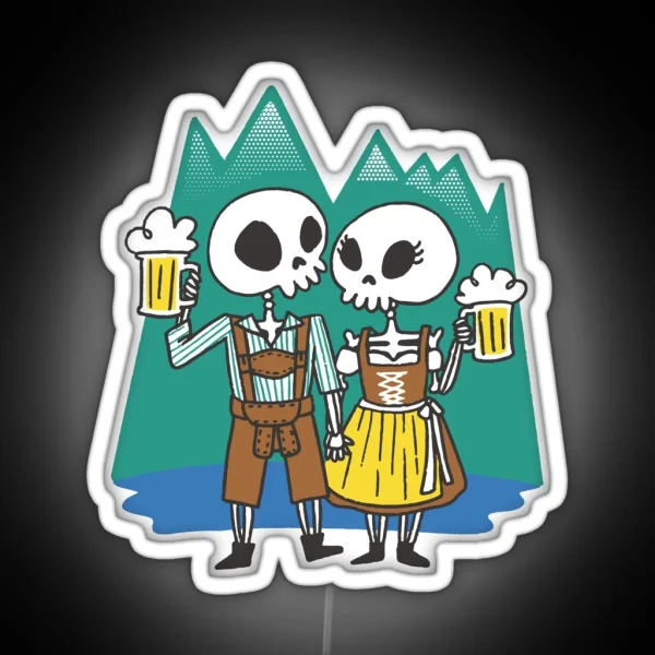 Skeleton Couple In Traditional Costume RGB Neon Sign