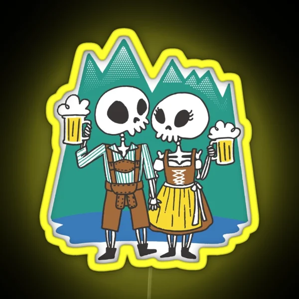 Skeleton Couple In Traditional Costume RGB Neon Sign