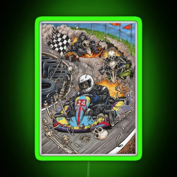 Skeleton Karting RGB Neon Sign