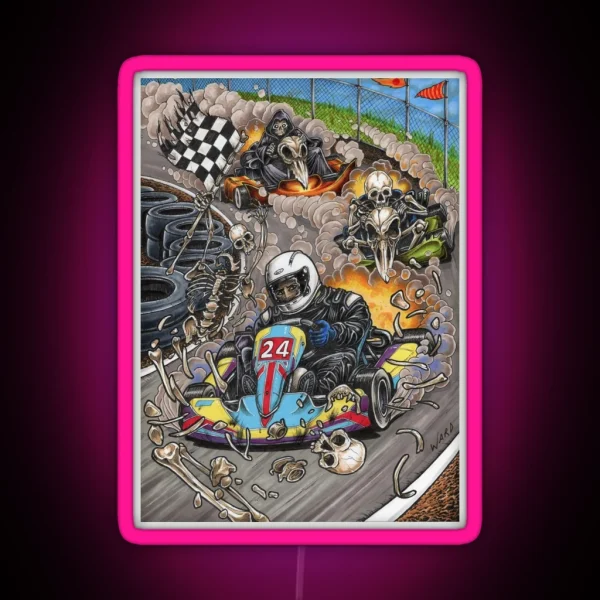 Skeleton Karting RGB Neon Sign