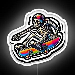 Skeleton Skateboarding RGB Neon Sign