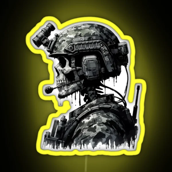 Skeleton Skull Soldier RGB Neon Sign