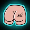 RGB Neon Ski Bum Text Sign with Blue Color Scheme