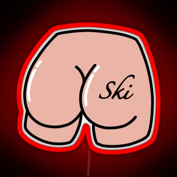 Ski Bum Text Tattoo RGB Neon Sign