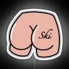 Ski Bum Neon Sign with Text Tattoo Design in Vibrant Colors