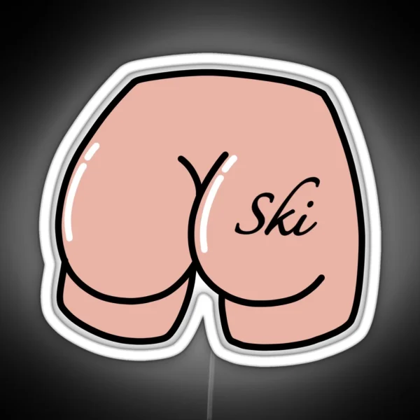 Ski Bum Text Tattoo RGB Neon Sign
