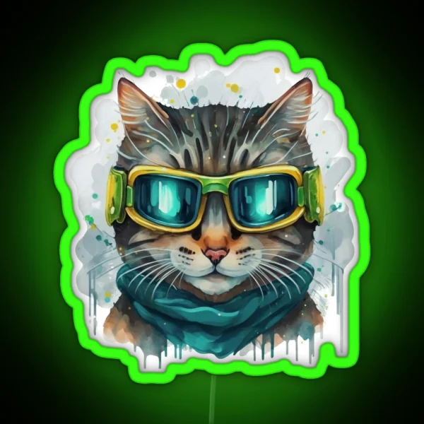 Ski Cat RGB Neon Sign